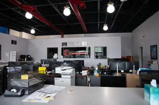 Front office inside Crash Champions Los Angeles (Crenshaw)