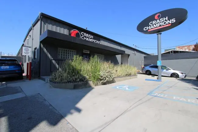Crash Champions North Hollywood building and sign on Vineland Ave