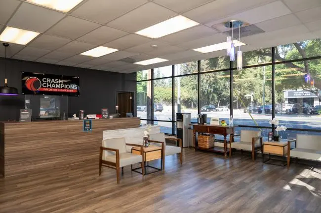 Inside Crash Champions San Gabriel collision repair shop