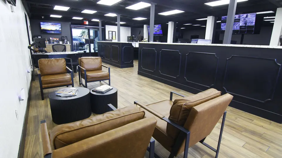 Customer lobby and front desk at Energy Collision Center