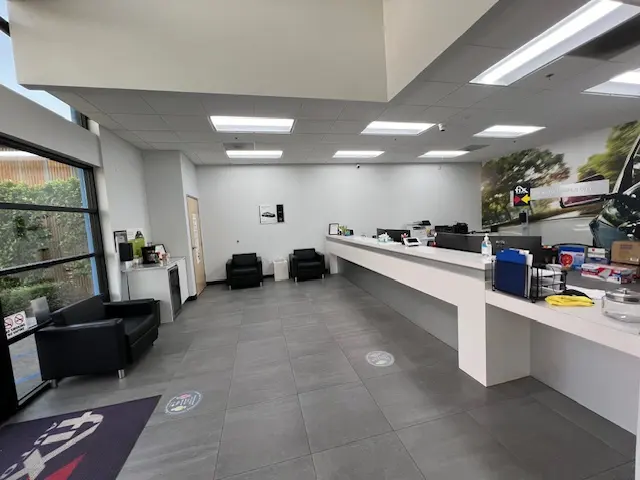 Reception counter and waiting area at Fix Auto Temple City
