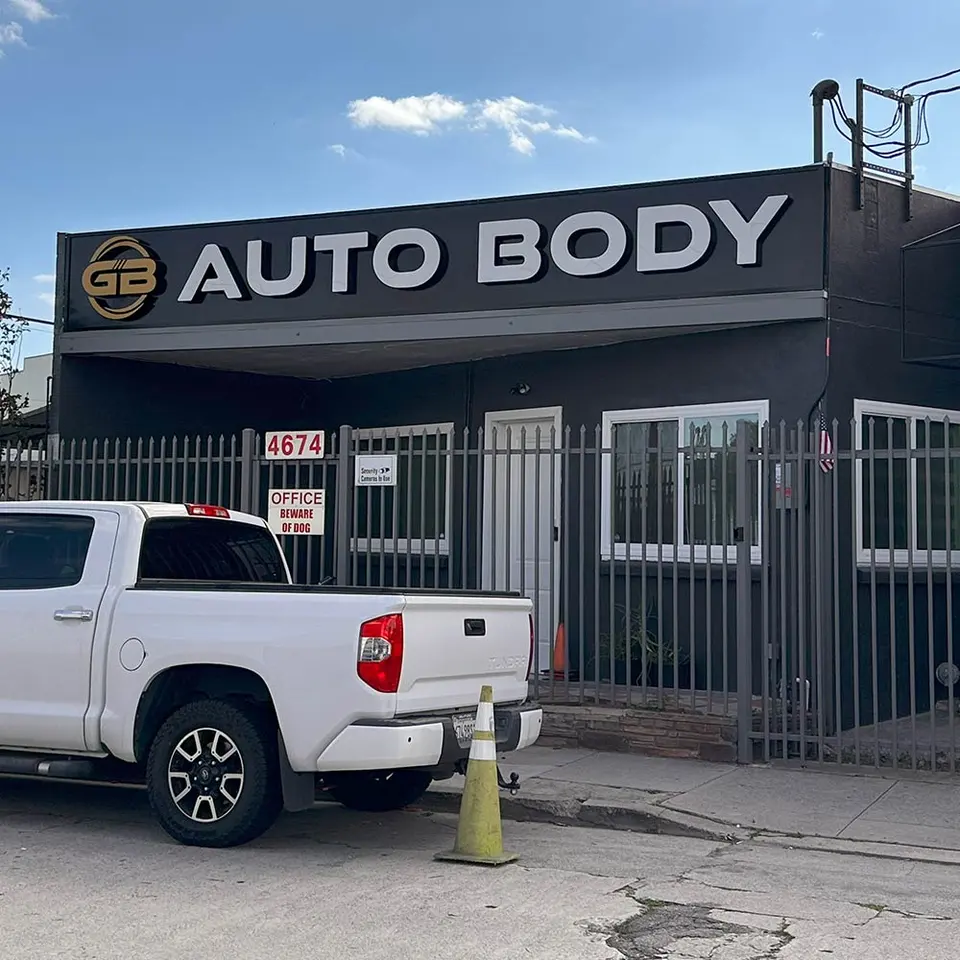 GB Auto Body shop front at 4674 Alger St