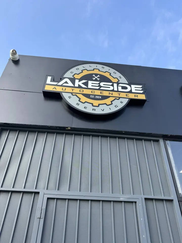 Lakeside Auto Center sign on the shop front