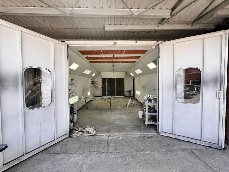 Paint booth at New International Auto Body Shop