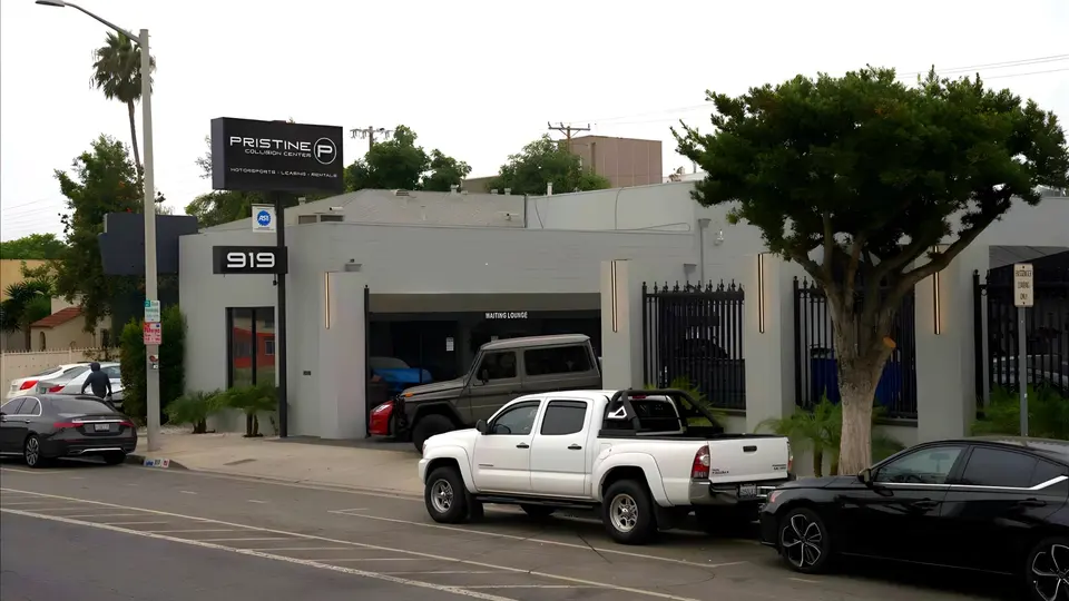 Street-front of Pristine Collision Center at 919 N Fairfax Ave, West Hollywood