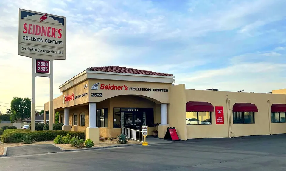 Front of Seidner's Collision Center on E Workman Ave, West Covina