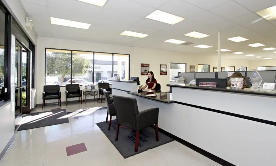Front office and reception counter at Seidner's West Covina